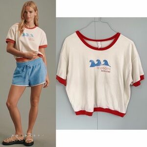 DAILY PRACTICE x ANTHROPOLOGIE Shrunken Vintage Tee in Neutral Pattern